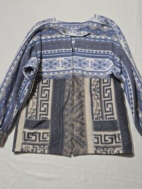 Vintage Blue and Cream Patterned Women's Jacket